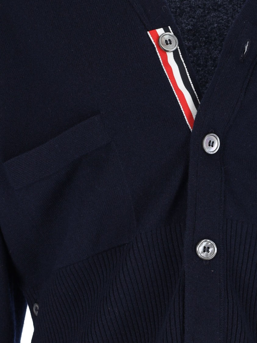 Thom Browne Blue Cashmere "Loopback 4-Bar" Cardigan