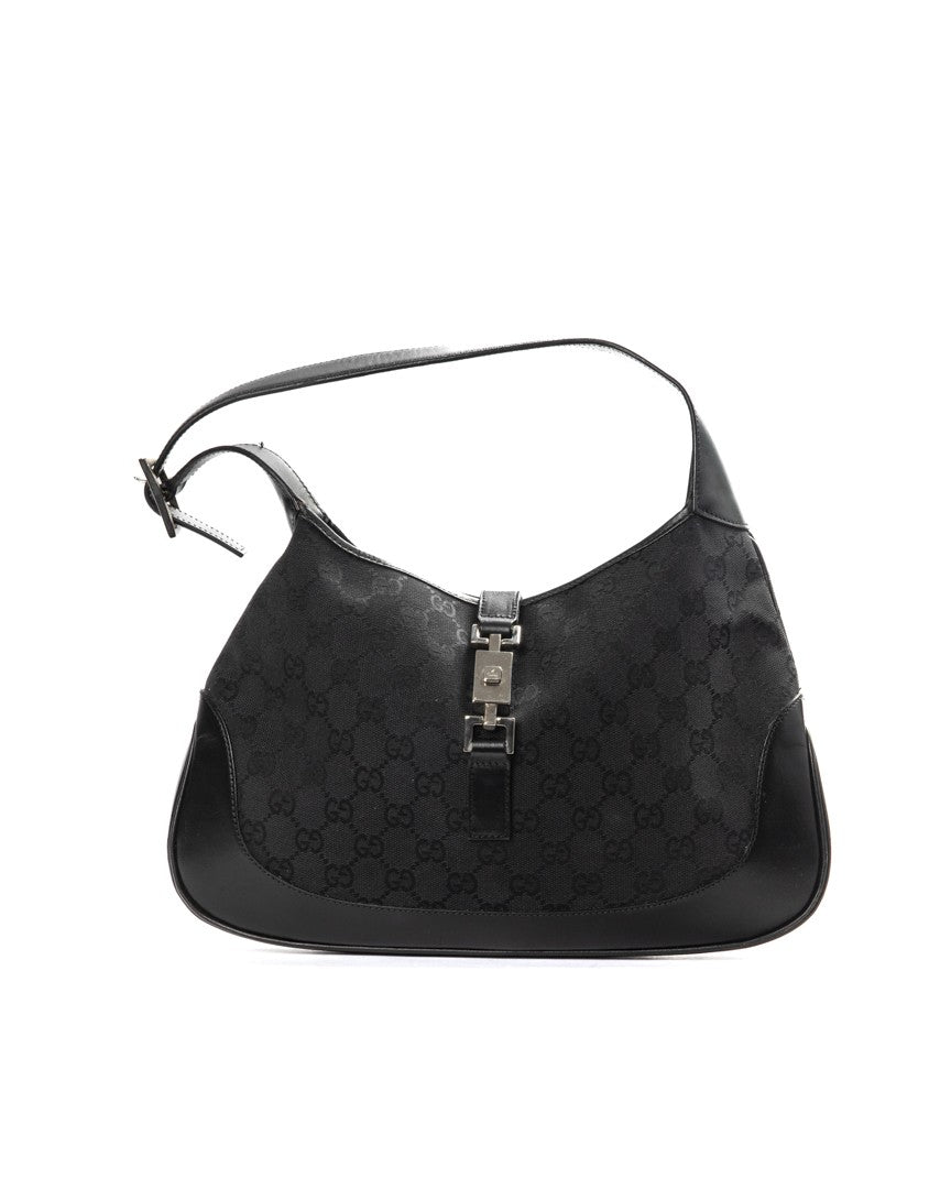 Gucci Jackie Medium Gg Supreme Canvas Leather Shoulder Bag