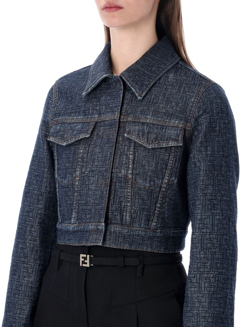 Fendi Cropped Padded Denim Jacket