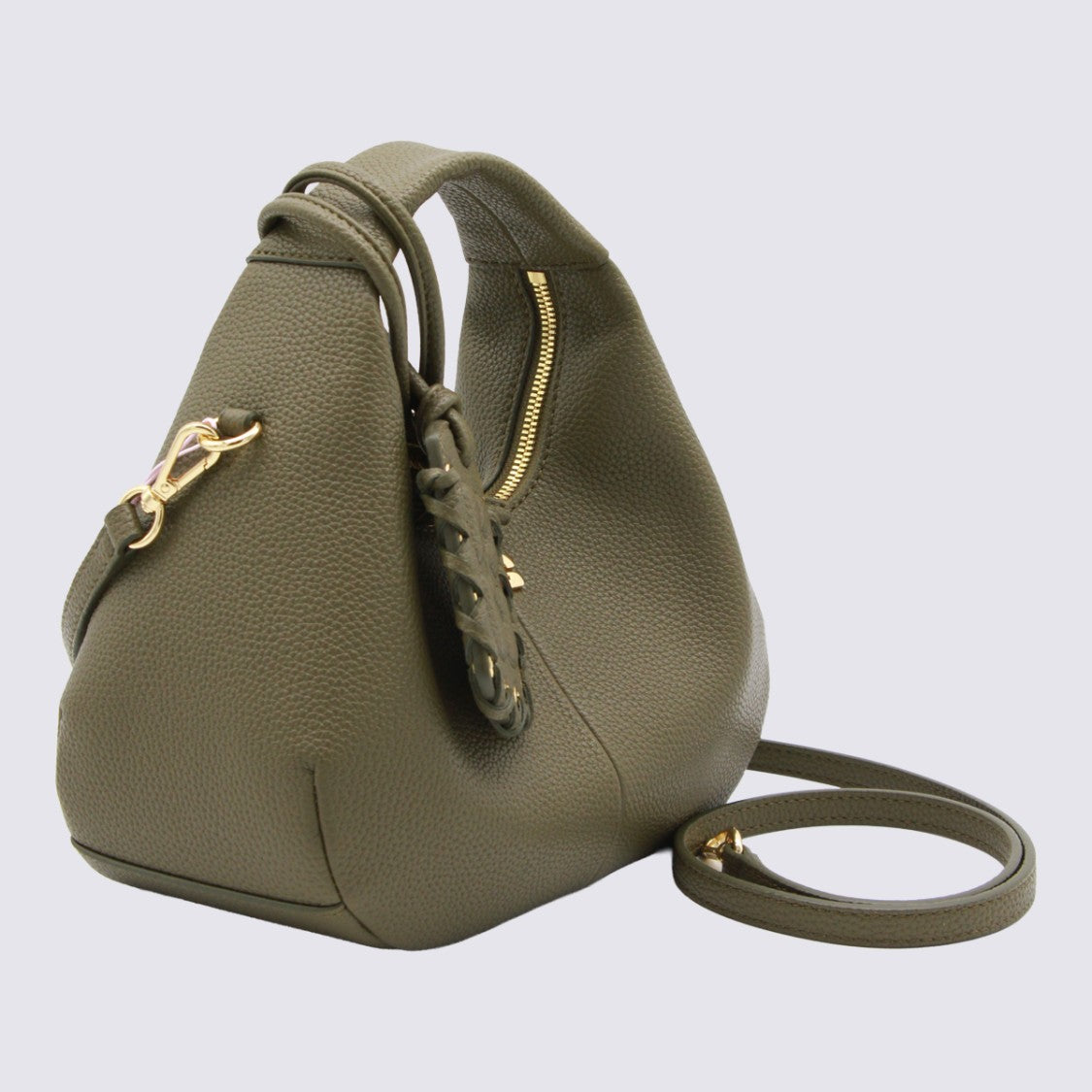 Ganni Structured Handbag With Textured Finish And Decorative Emblem