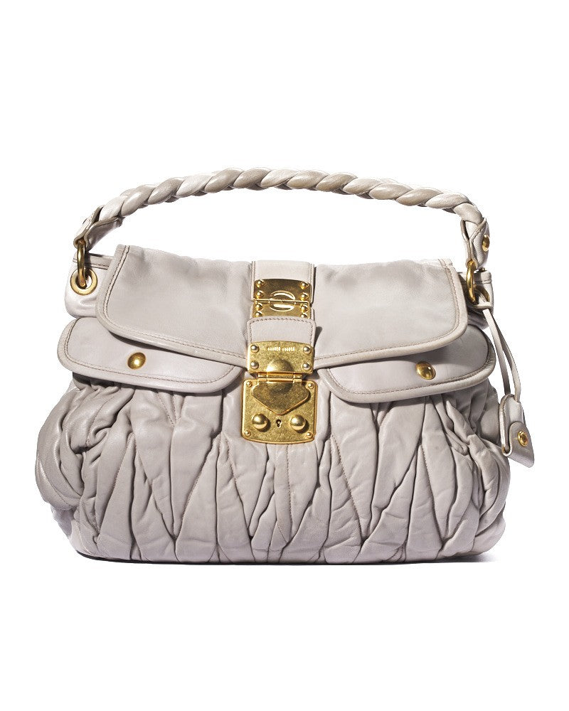 Miu Miu Large Embossed Dove Grey Coffer