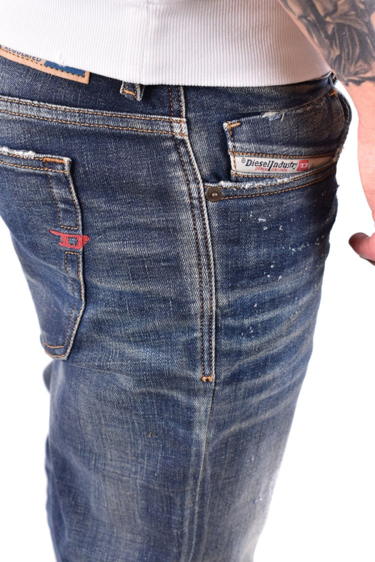 Diesel Grey Cotton-Elastane Distressed Jeans