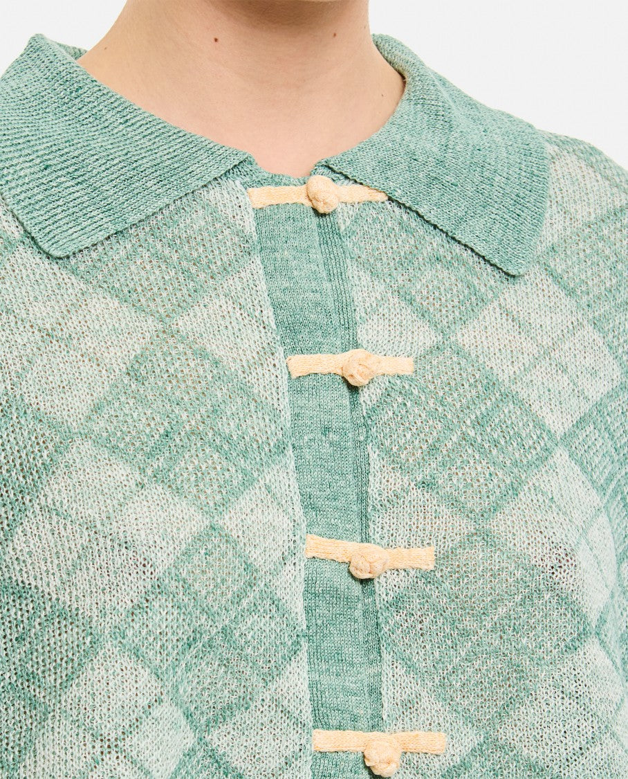 Yanyan Argyle Boxy Crop Shirt