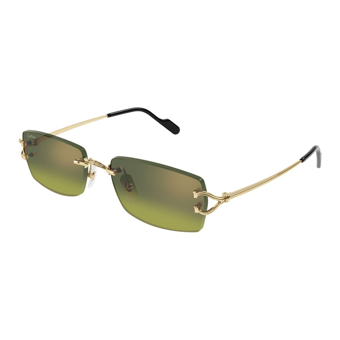 Cartier Rimless Sunglasses With Rectangular Green Gradient Lenses