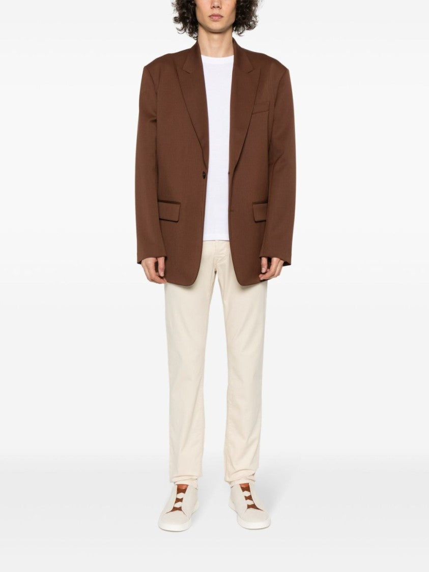 Jacob Cohen Light Beige Cotton Blend Mid-Rise Bard Jeans