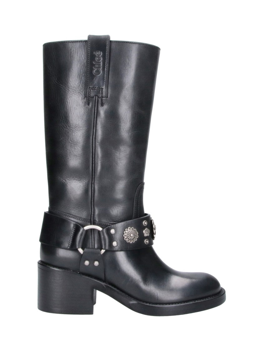 Chloé Black Dakota Studded Mid-Calf Boots