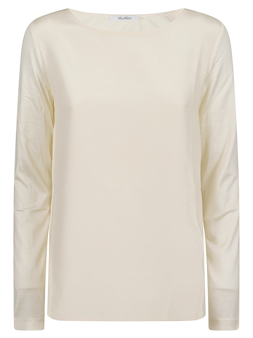 Max Mara Ivory Boat Neck Long Sweater