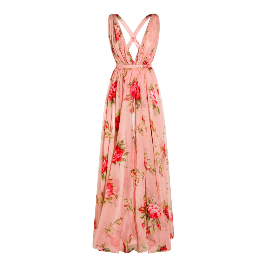 Dolce & Gabbana Pink Silk Floral Maxi Dress