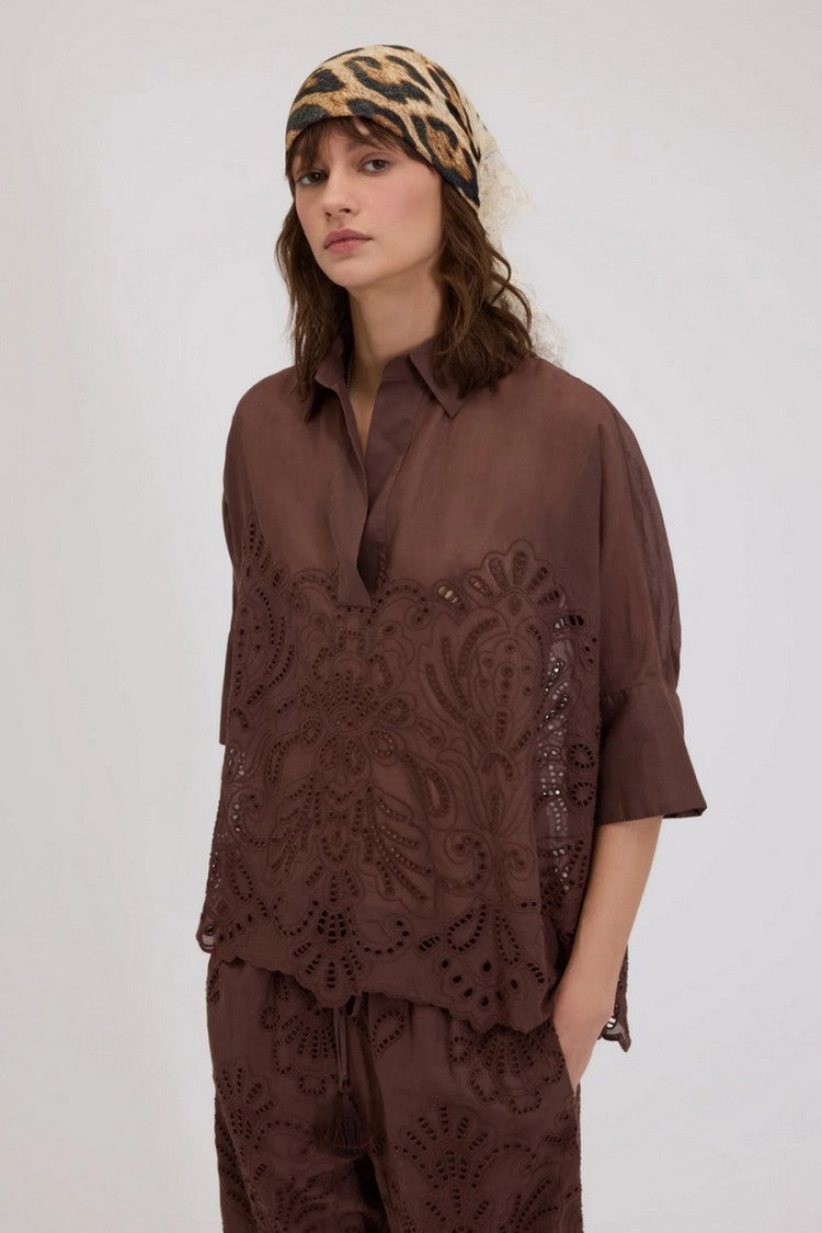 Ermanno Brown Cotton Shirt