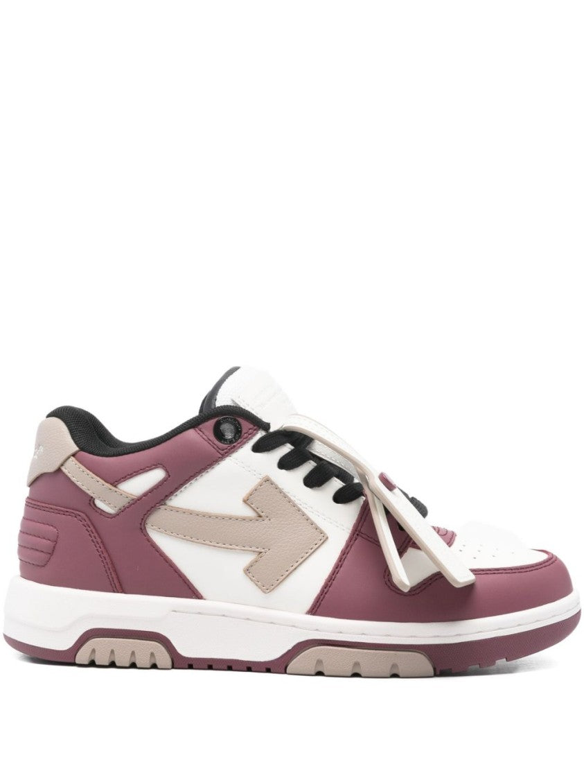 Off-White Low-Top Sneakers With Bordeaux