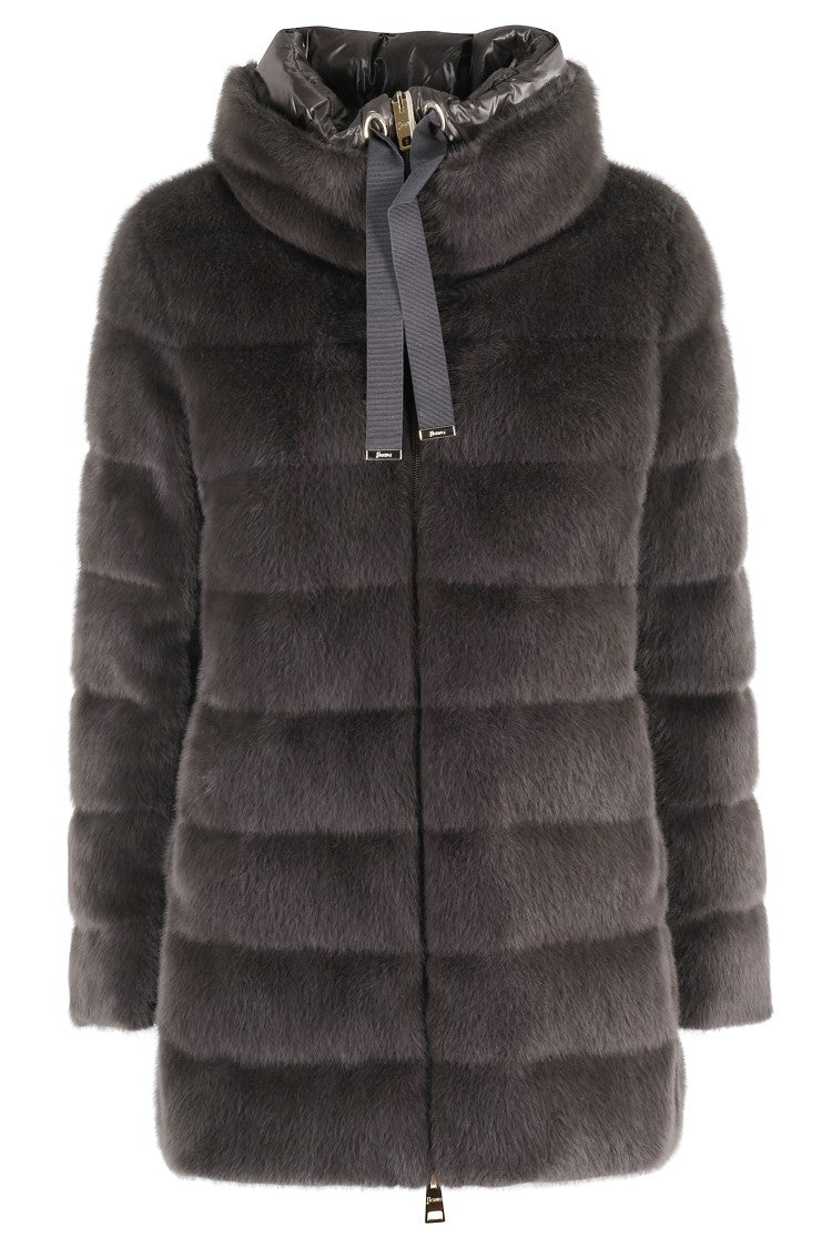 Herno A-Shape In Faux Fur Jacket