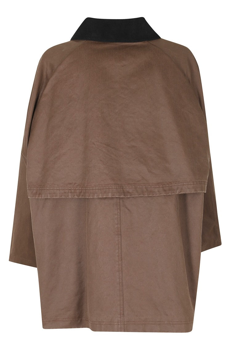 Alysi Brown Corduroy Collar Cotton Peacoat