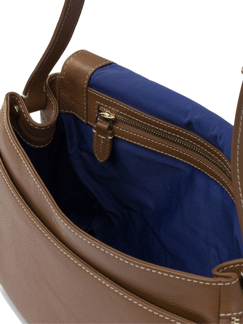 Le Tanneur Textured Leather Crossbody Bag With Flap Closure