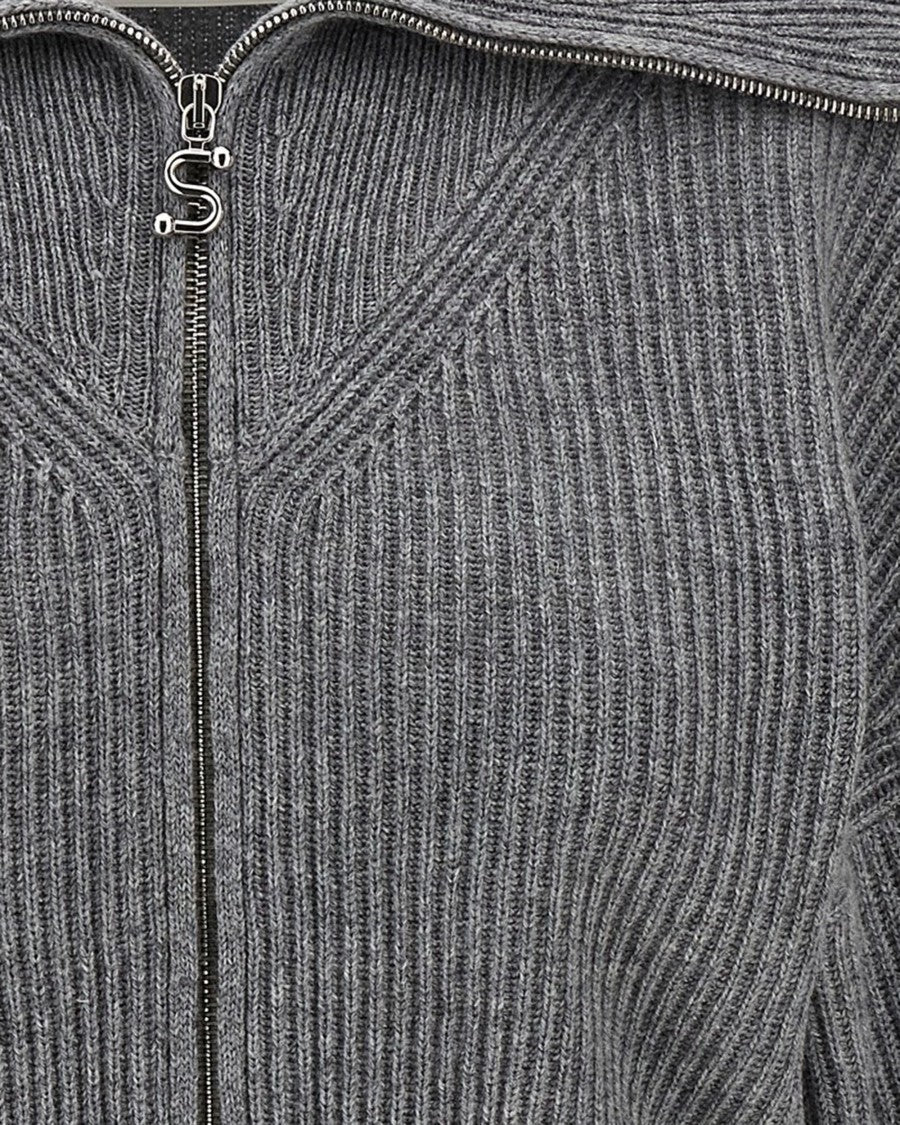 Sportmax Short-Cut Cardigan In Ribbed Wool-Cashmere Blend