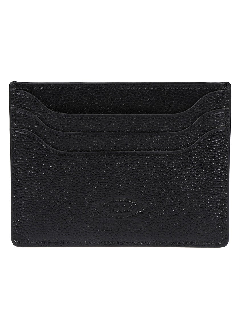 Tod's Textured Black Cardholder With Appliqué Logo