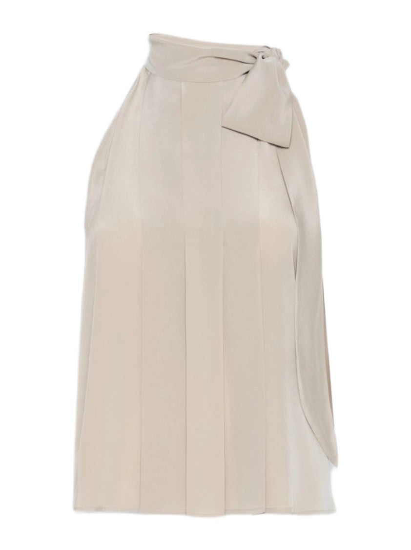 Max Mara High Neck Sleeveless Top With Elegant Tie Detail