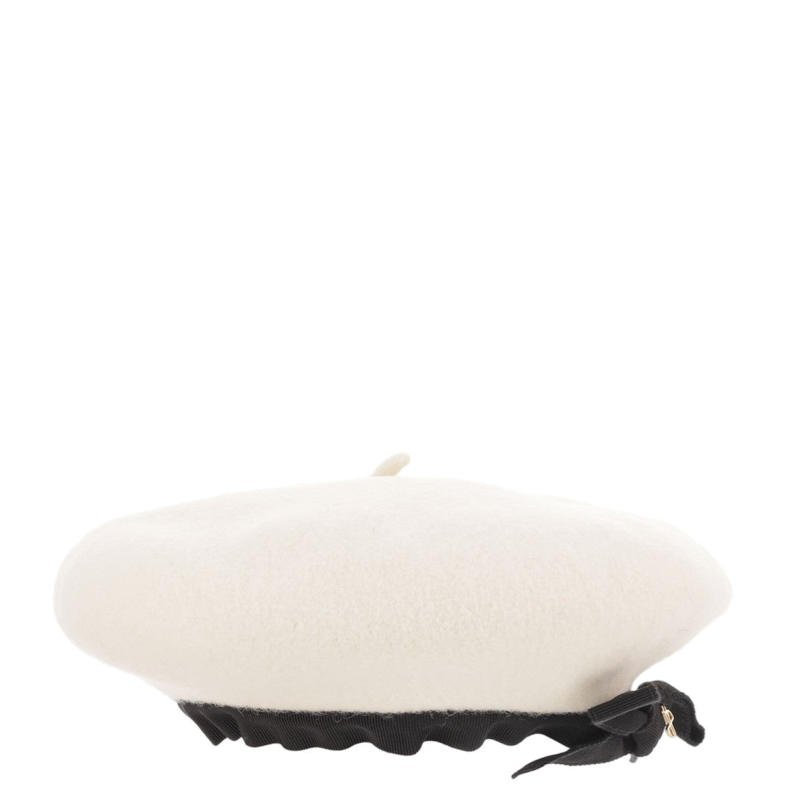 Patou Ivory Grosgrain Bow Wool Felt Beanie