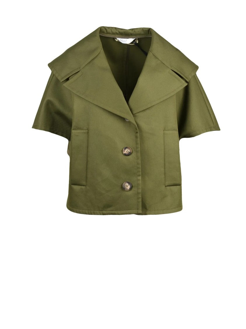 Max Mara Boxy Green Cotton Canossa Short Mantella