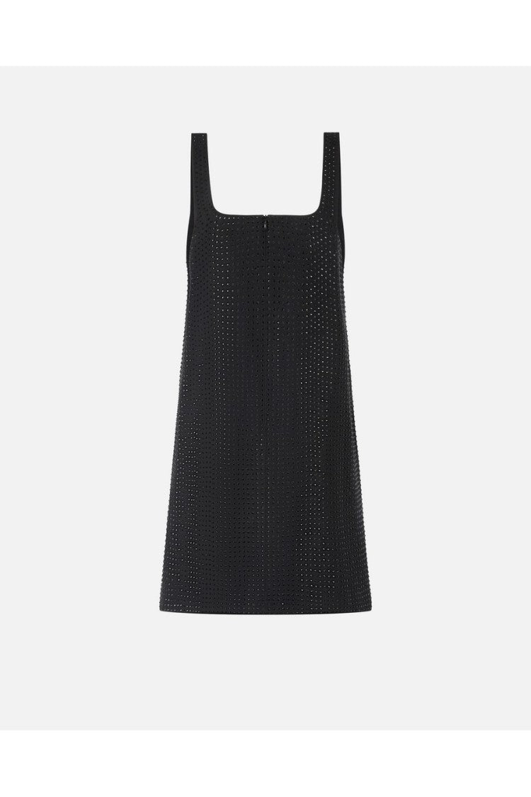 Pinko Black Polyester-Viscose Crystal-Embellished Mini Dress