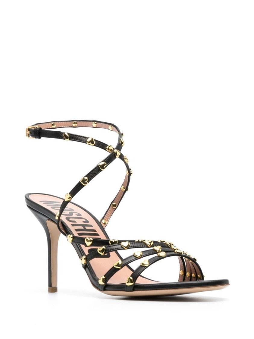 Moschino 90Mm Black Calf Leather Sandals