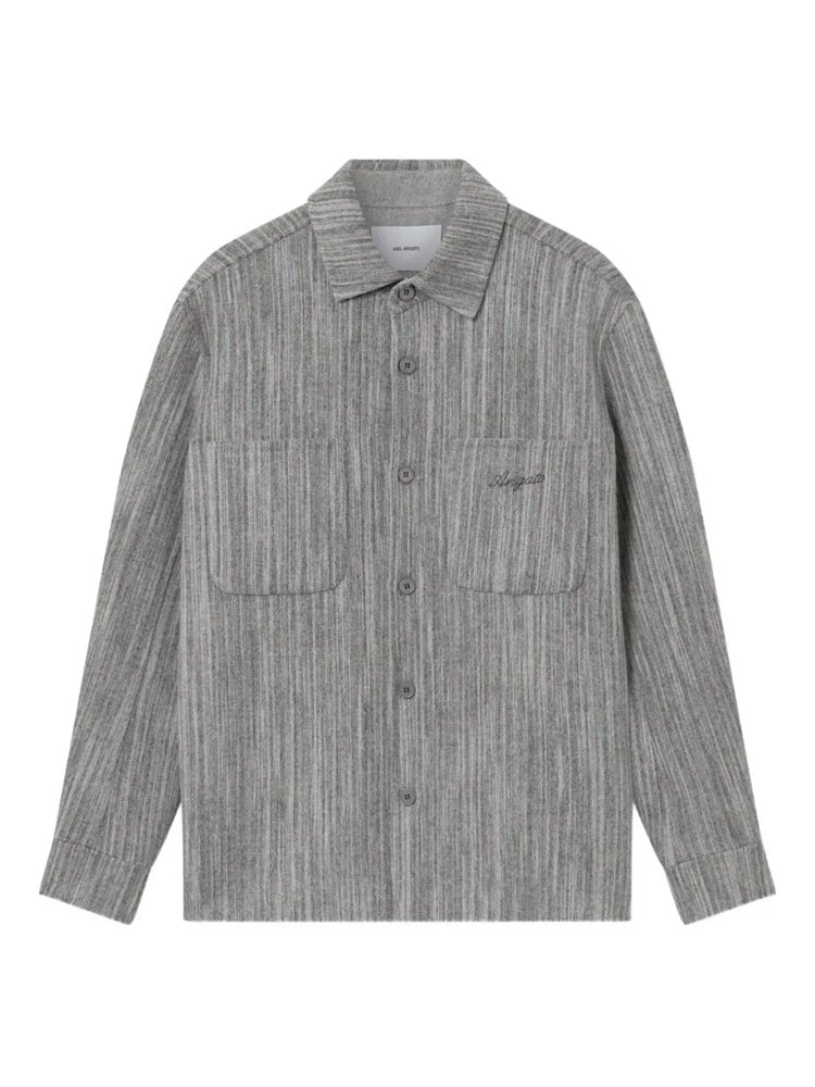 Axel Arigato Grey Aidan Striped Long Sleeve Wool-Blend Shirt