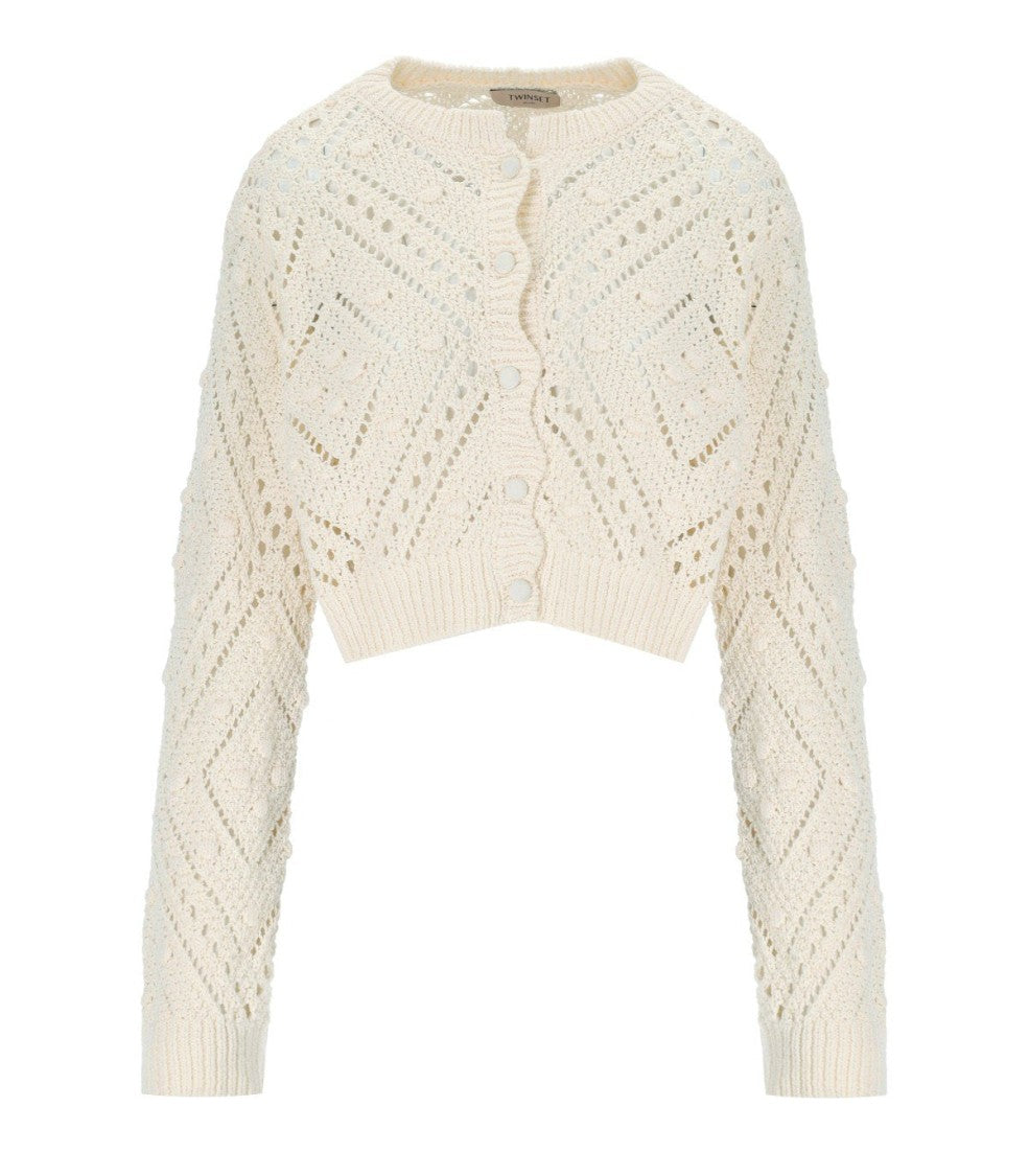 Twin-Set Light Natural Cropped Cardigan