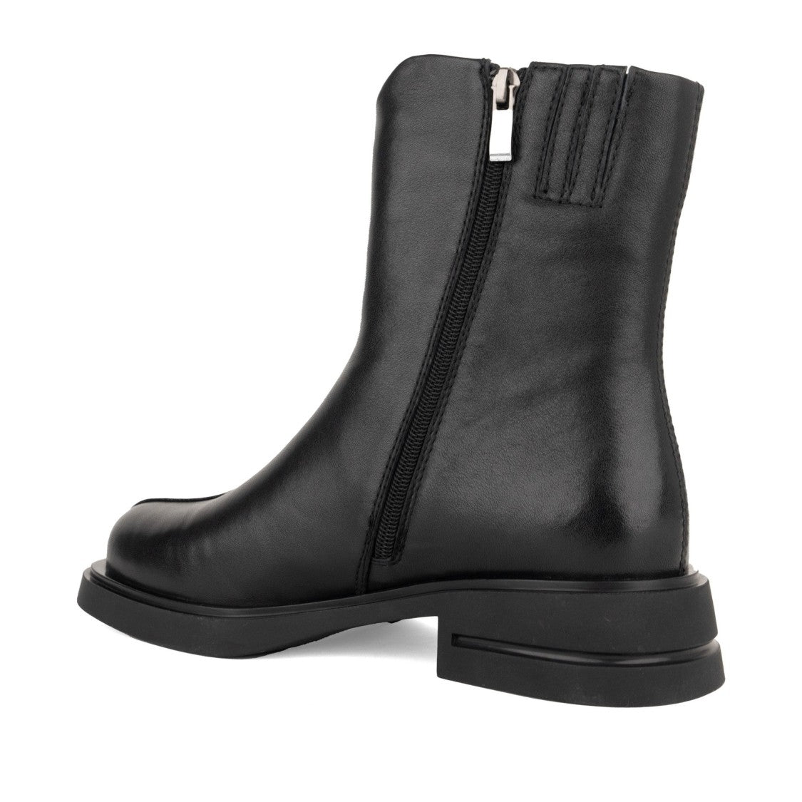 Linda Baumann Black Minimalist Side Zipper Leather Ankle Boots