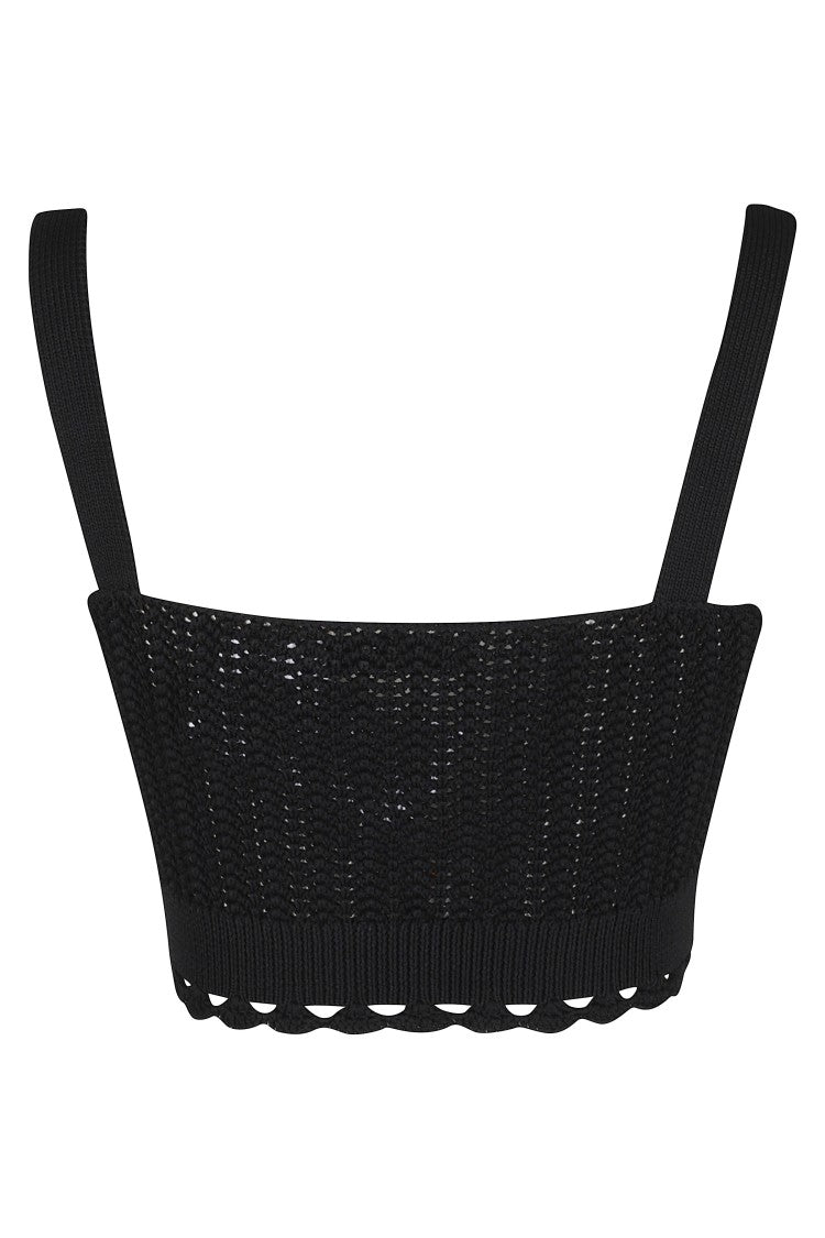 Iro Black Lyanne Crochet Embroidered Viscose-Blend Tank Top
