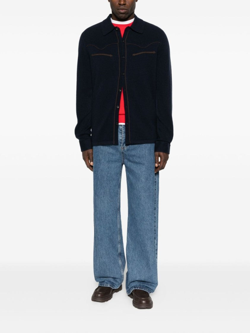 Guest In Residence Relaxed-Fit Long-Sleeve Cashmere Shirt With Subtle Piping