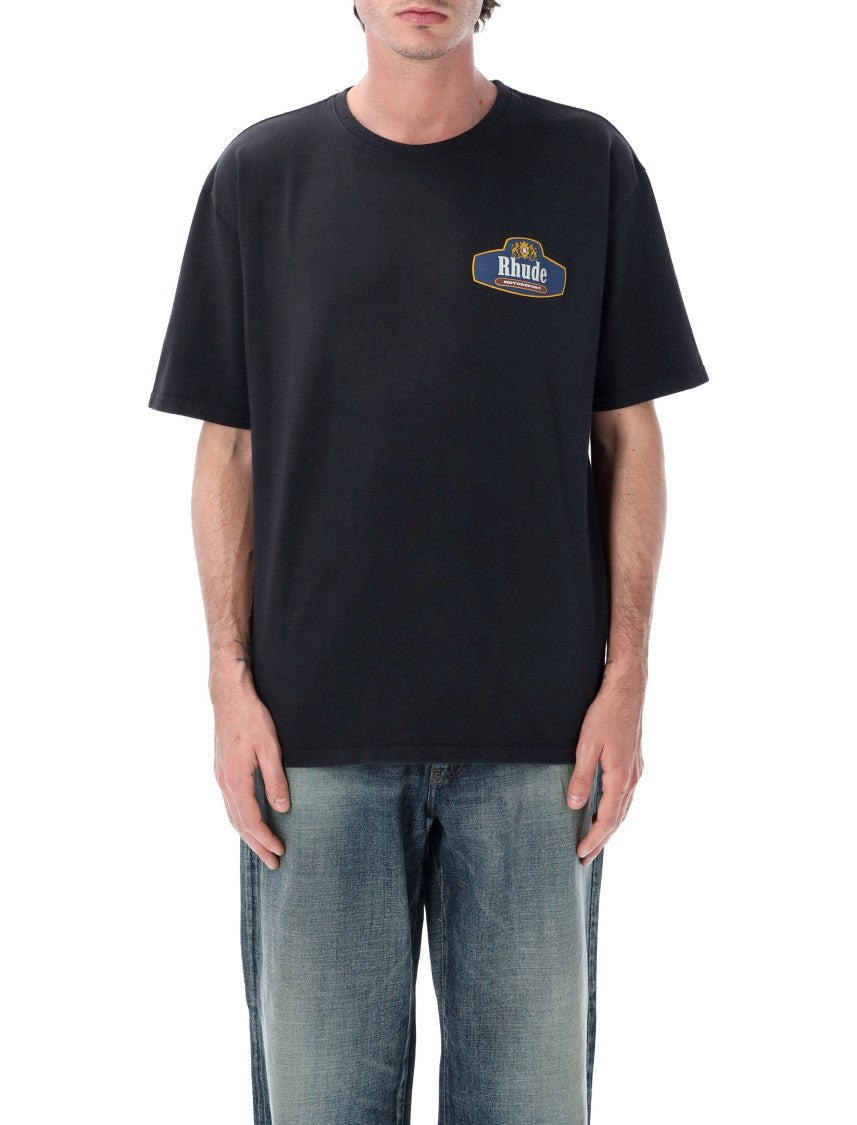 Rhude Racing Crest Black Cotton Tee