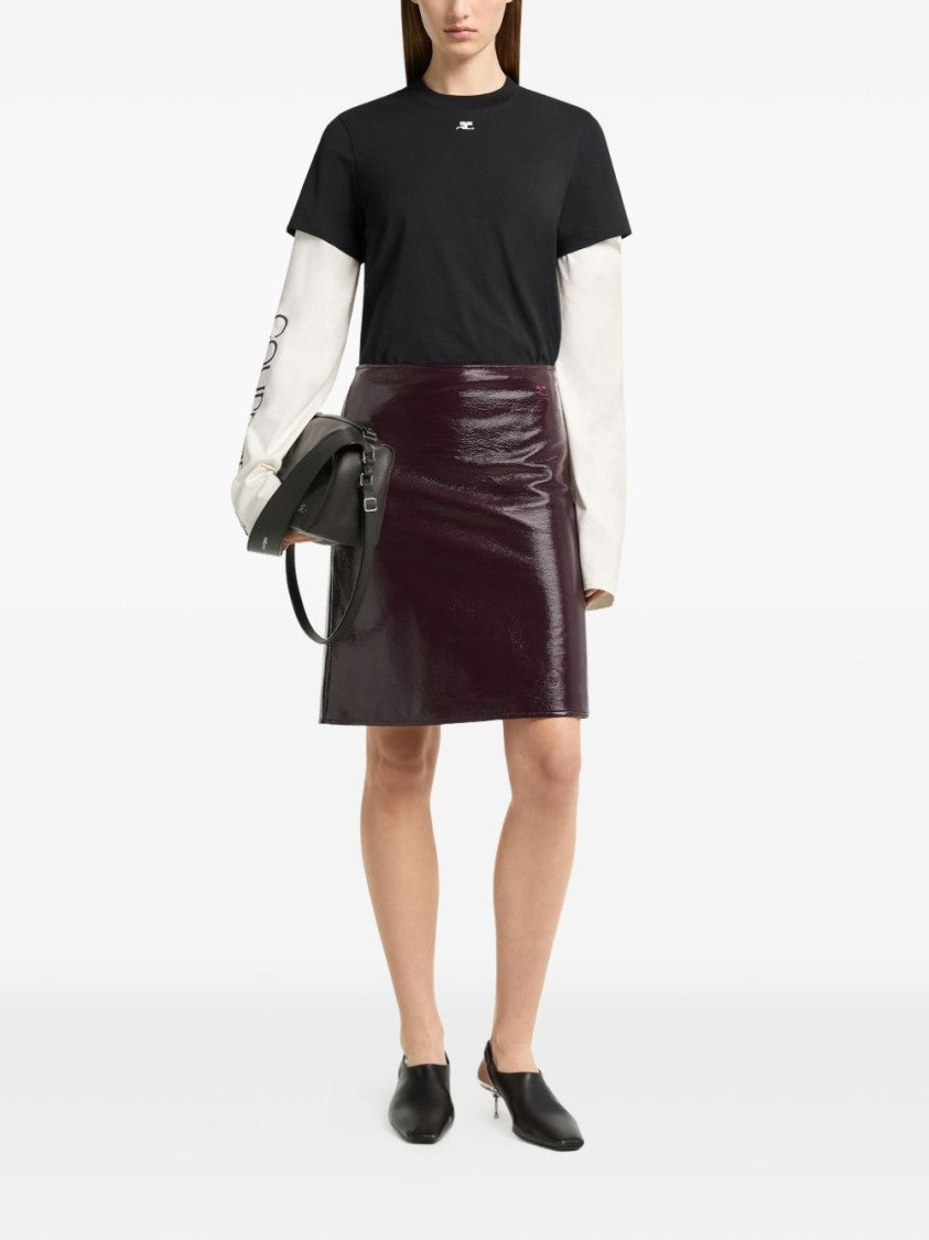 Courrèges Black Boxy Fit Cropped Logo T-Shirt