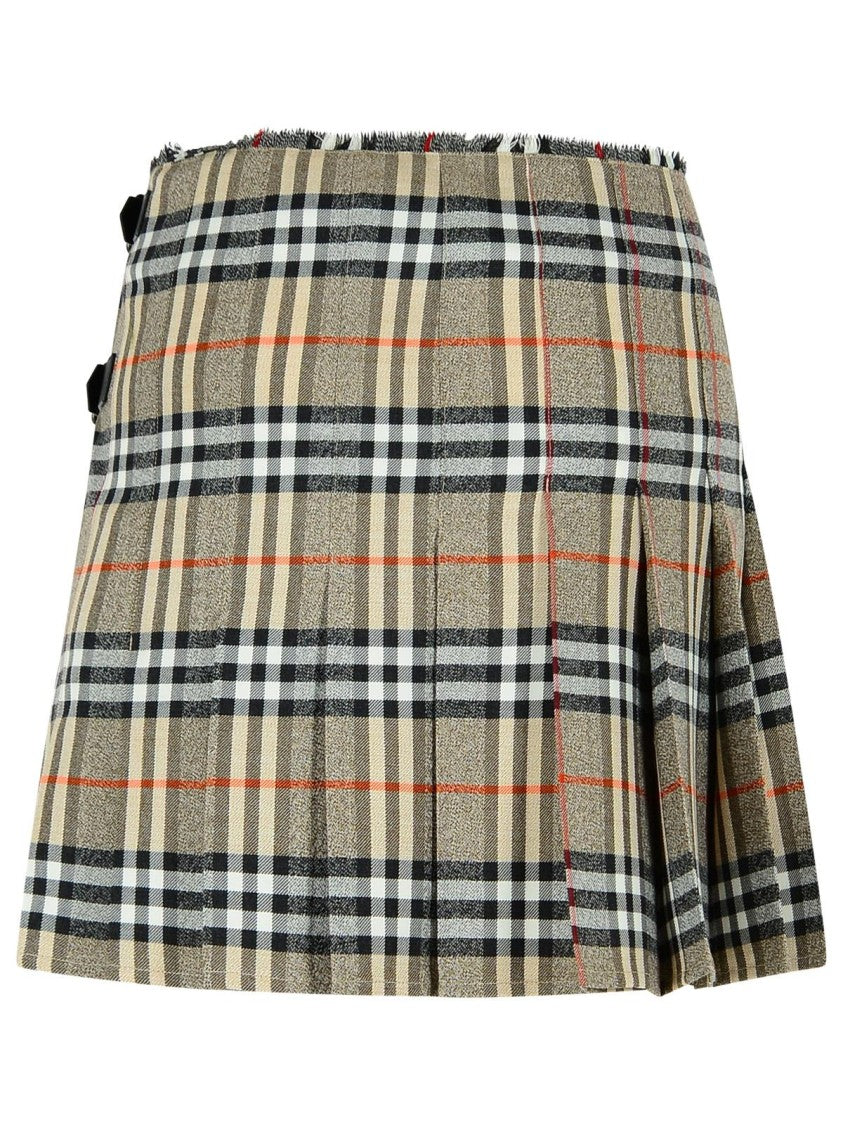Burberry Grey Wool Mini Kilt