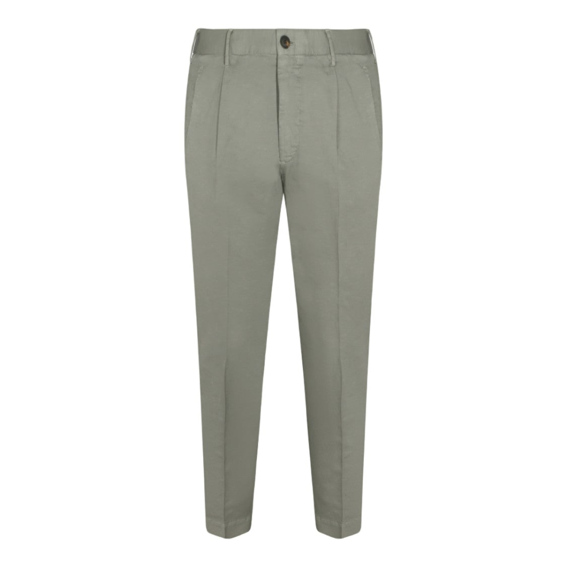 Incotex Tailored High-Waist Trousers With Pleated Front And Muted Green Finish