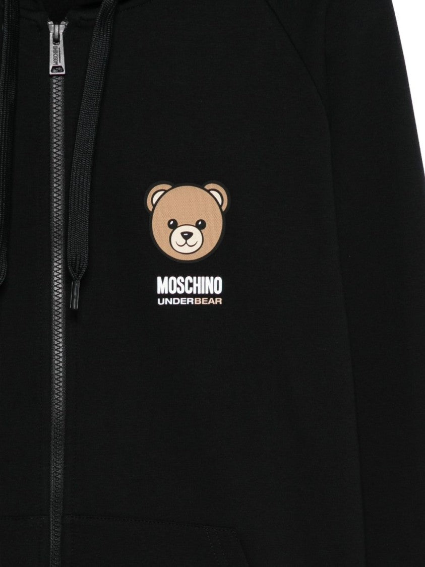 Moschino Classic Fit Black Zip-Up Hoodie