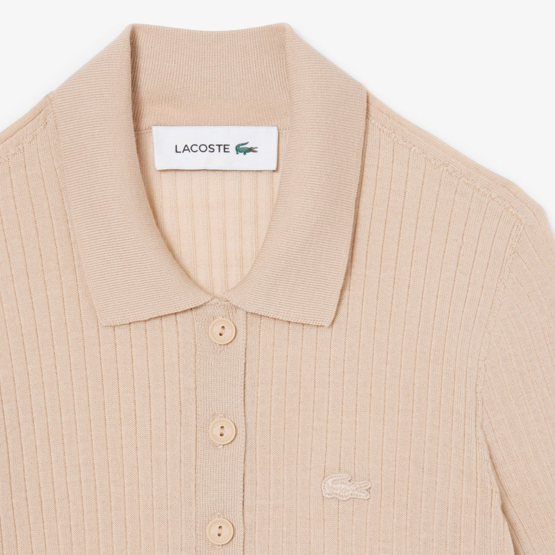 Lacoste Ribbed Knit Polo Shirt With Classic Collar
