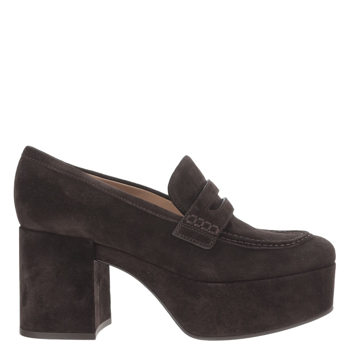 Gianvito Rossi Platform Suede Loafers With Chunky Heel