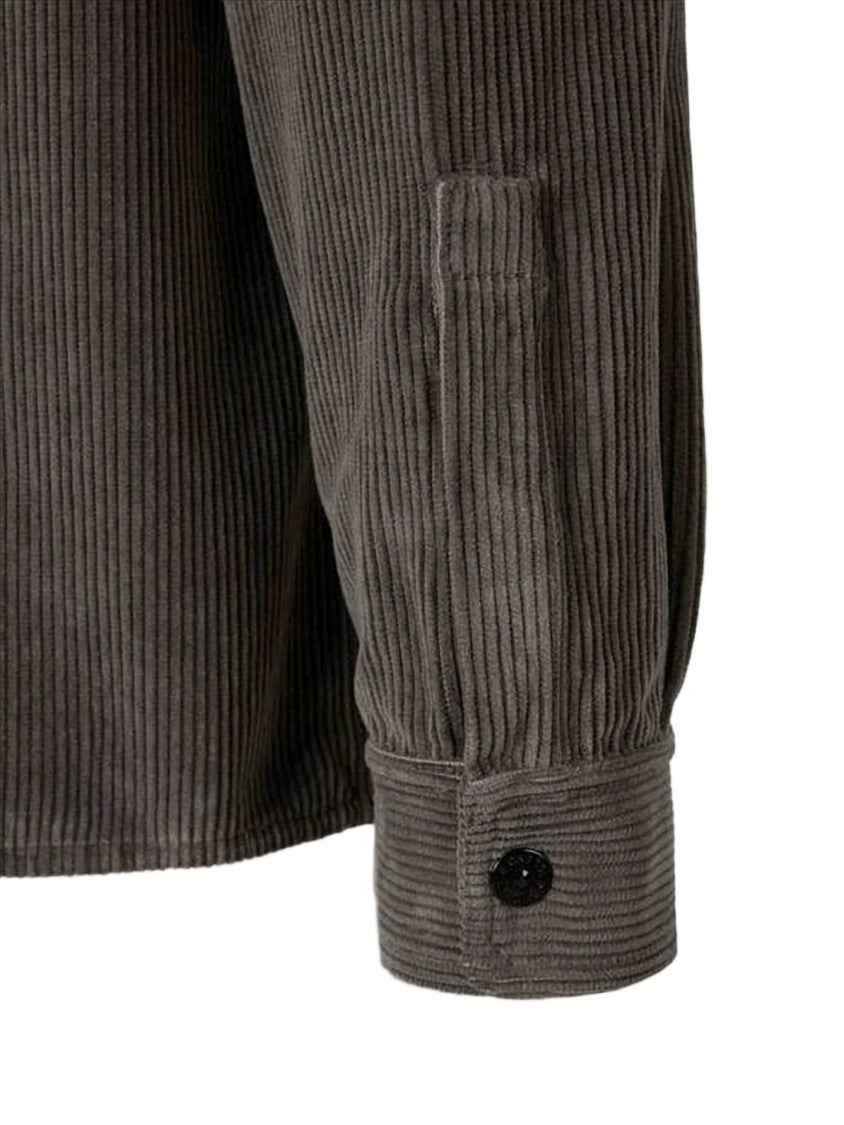 Stone Island Organic Cotton Corduroy Overshirt With Classic Collar