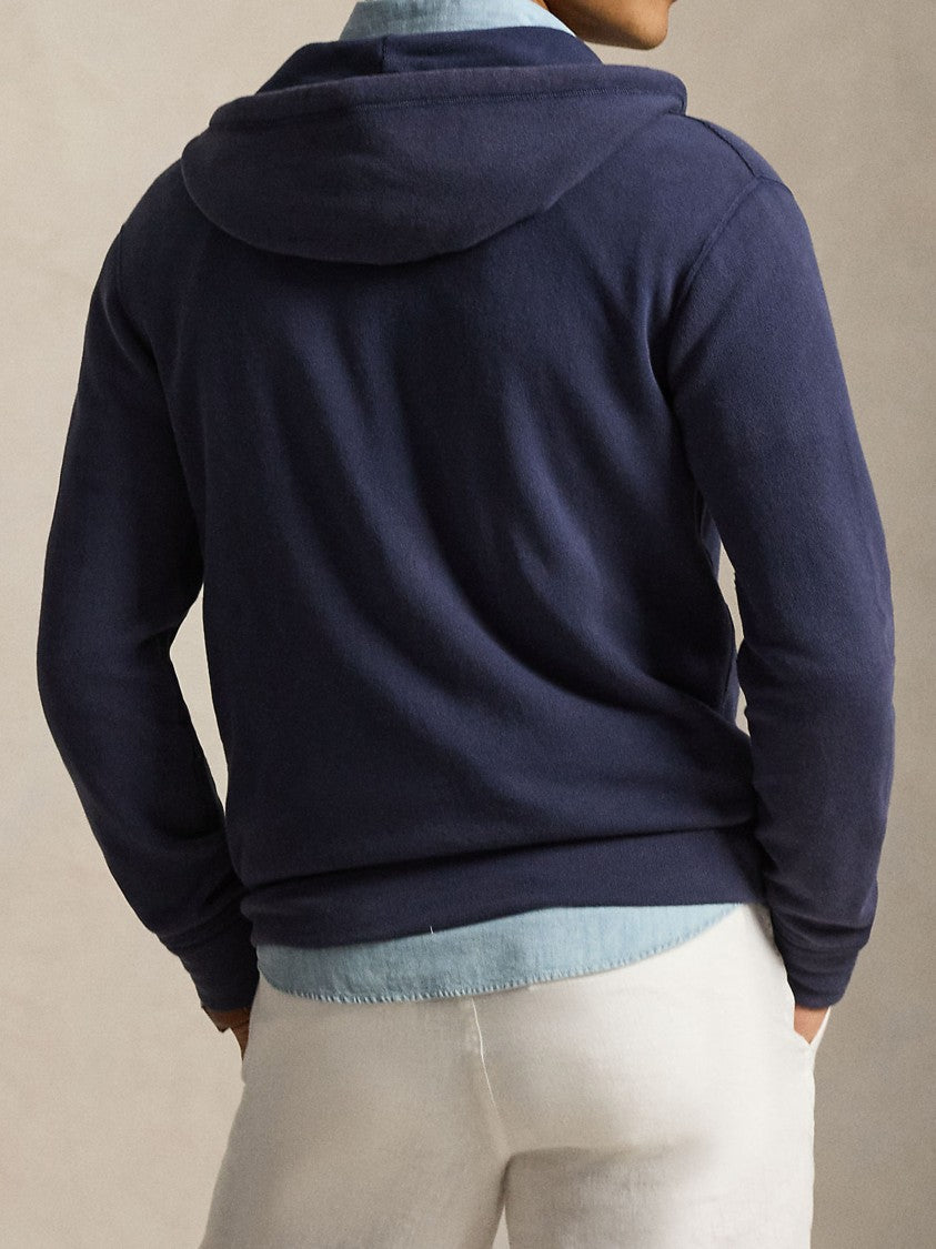 Polo Ralph Lauren Navy Blue Sweatshirt Full-Zip Cotton Hoodie