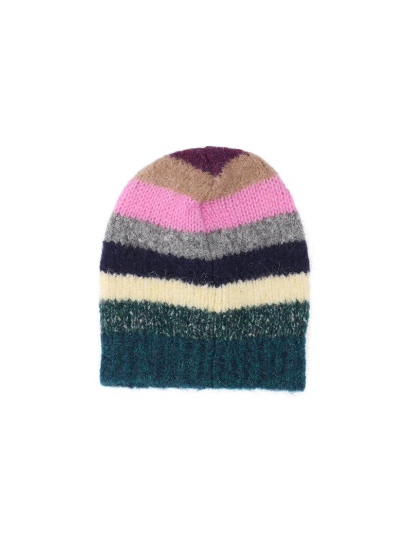Erl Knitted Beanie Hat With Vibrant Horizontal Stripes