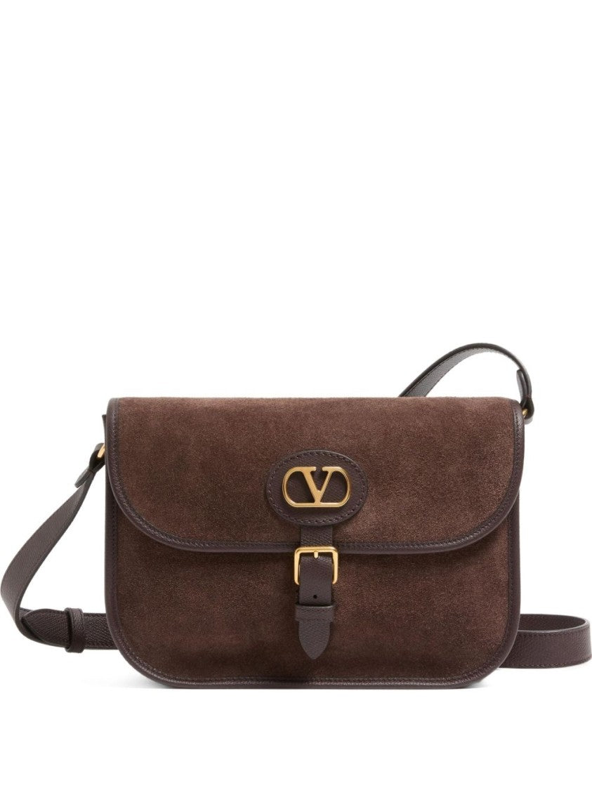 Valentino Garavani Rectangular Crossbody Bag In Brown Suede