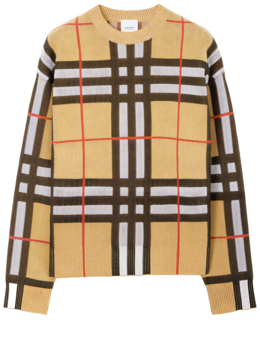 Burberry Bold Check Pattern Sweater With Textured Finish
