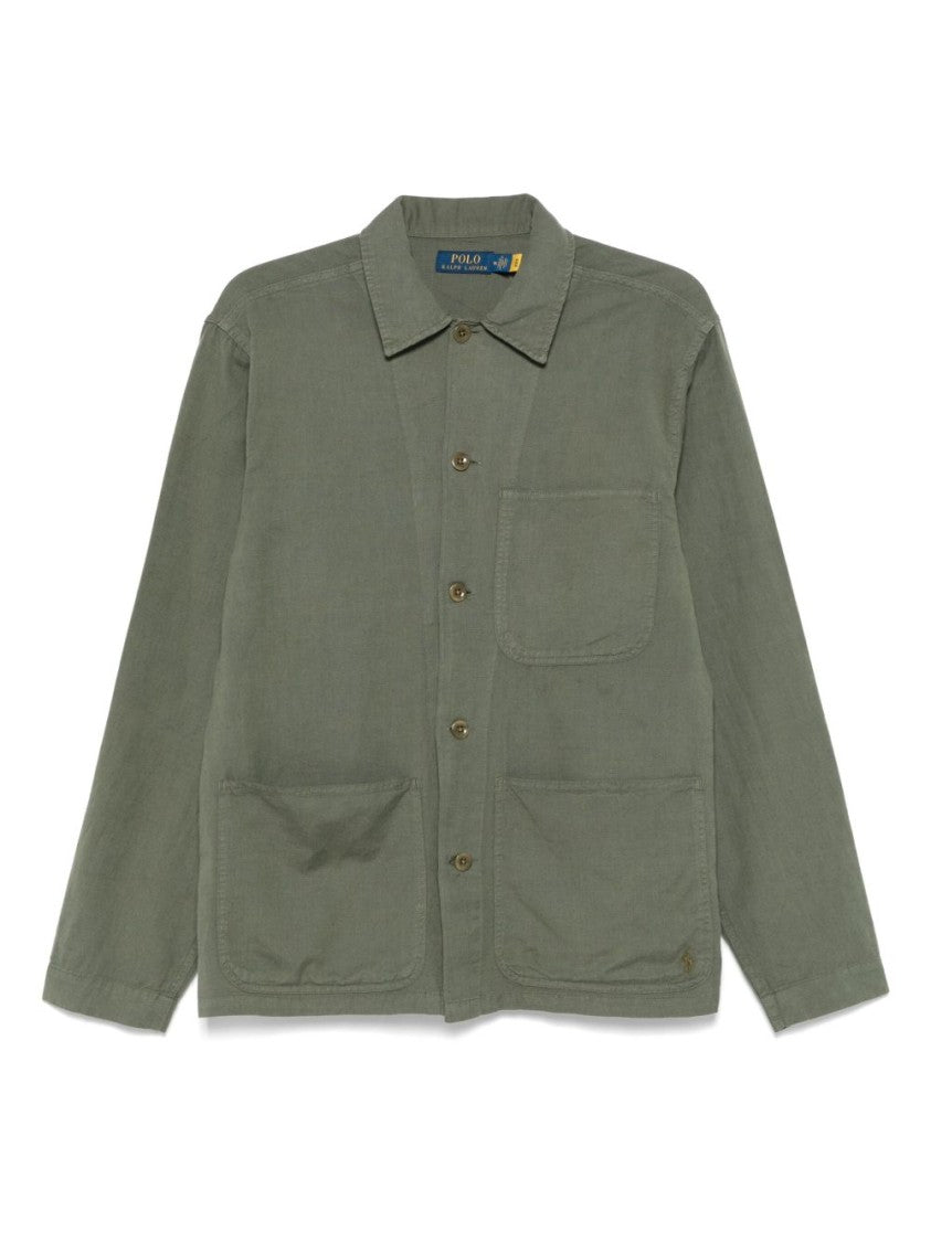 Polo Ralph Lauren Olive Green Shirt With Patch Pockets