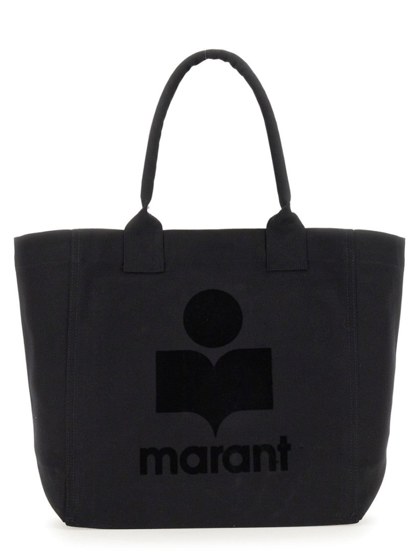 Isabel Marant Rectangular Black Cotton Tote Bag With Padded Handles