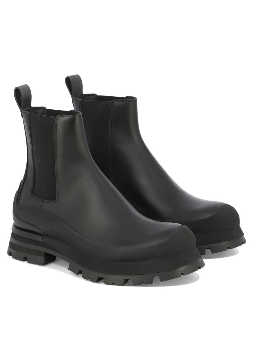 Alexander Mcqueen Leather-Rubber Ankle Boots