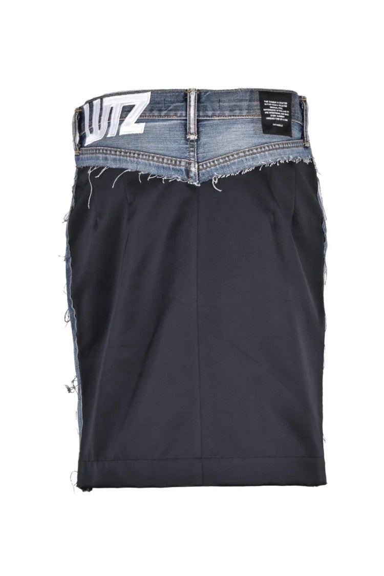 Lutz Huelle Mini Patchwork Skirt - Blue/Black