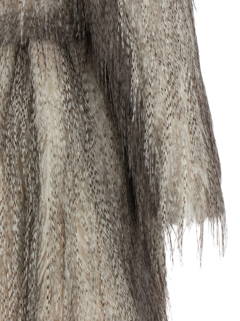 Giuseppe Di Morabito Long Eco-Fur Coat With V-Neck