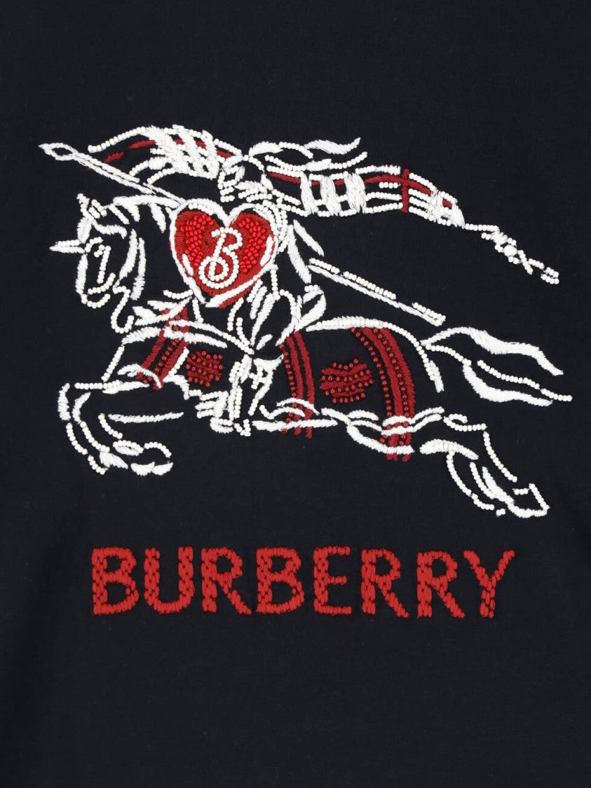Burberry Black Cotton Heart Knight T-Shirt