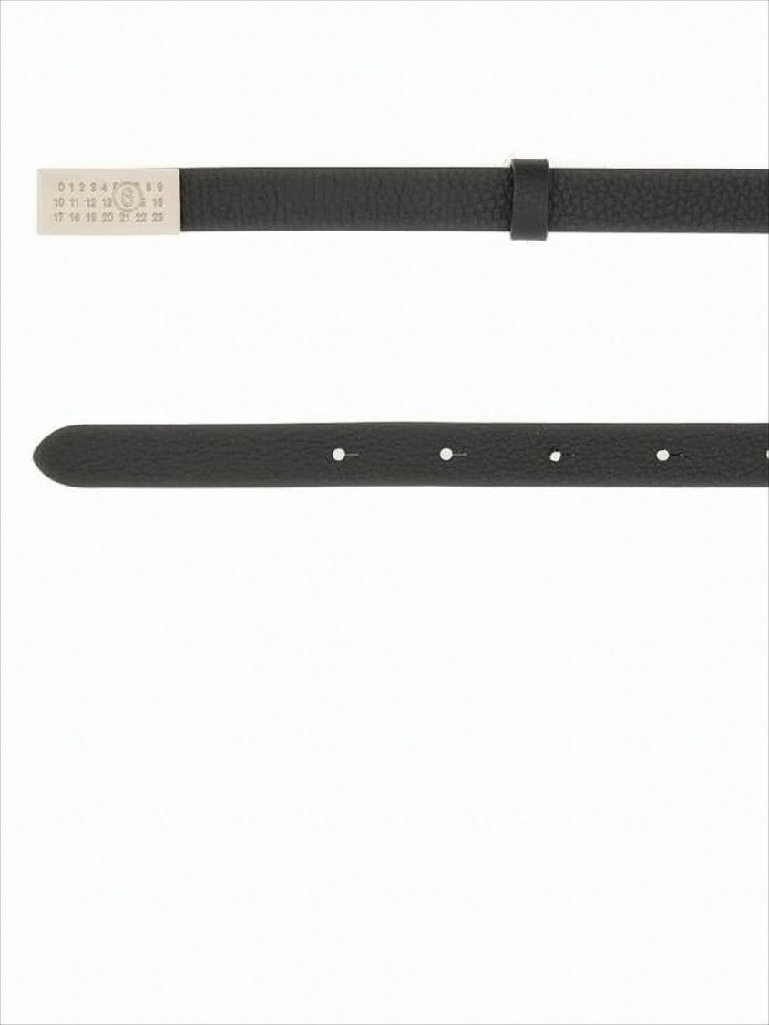 Mm6 By Maison Margiela Minimalist Slim Belt With Rectangular Metal Plaque