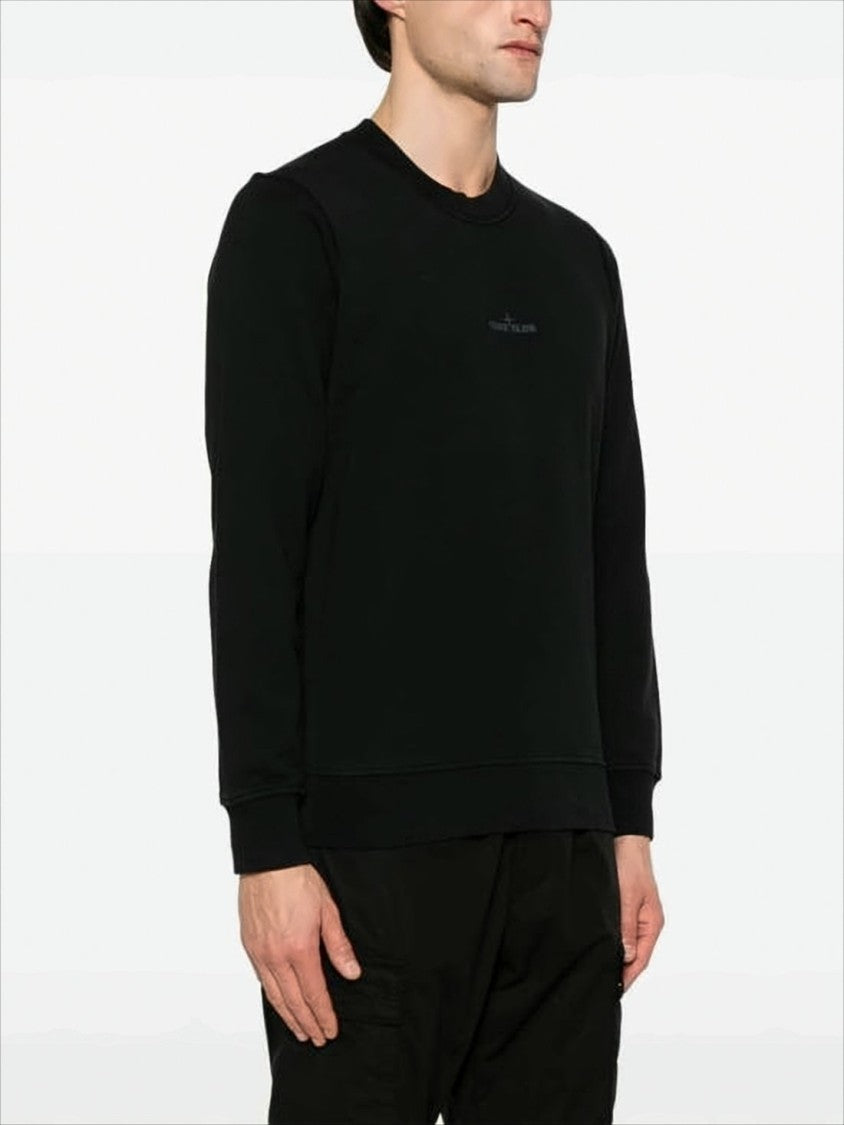 Stone Island Black Crewneck Sweatshirt With Logo Detailing