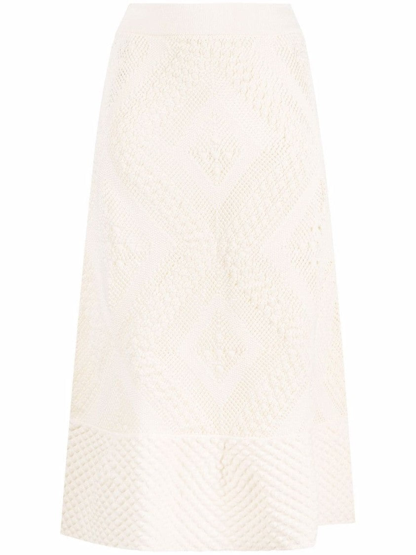 Jil Sander Knee-Length Textured Skirt With Diamond Pattern And Wide Hem